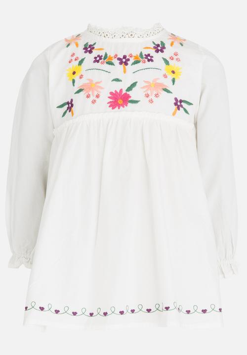Pop Candy - Long Sleeve Printed Dress White