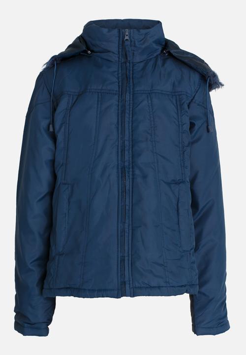 Pop Candy - Zip Through Hooded Jacket Navy