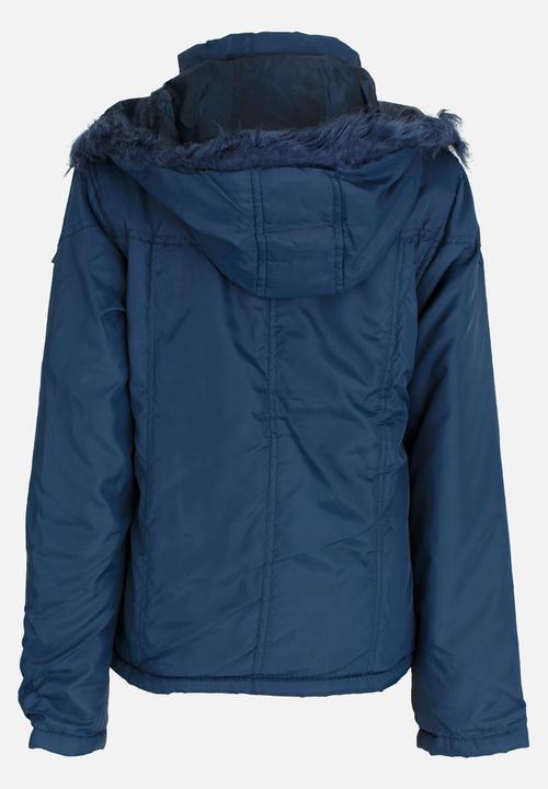 Pop Candy - Zip Through Hooded Jacket Navy