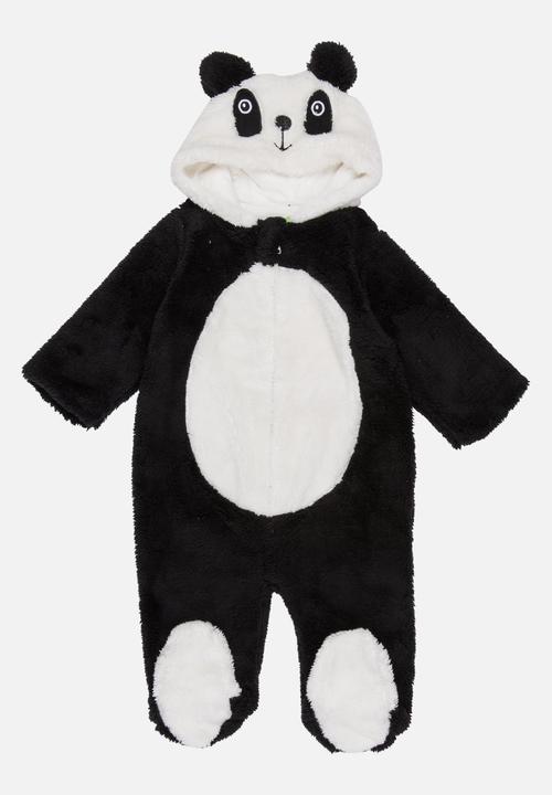 Pop Candy - Fleece Onesie with Embroidered Face Black and White