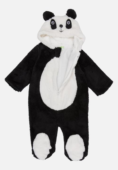 Pop Candy - Fleece Onesie with Embroidered Face Black and White