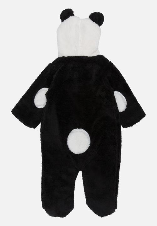 Pop Candy - Fleece Onesie with Embroidered Face Black and White
