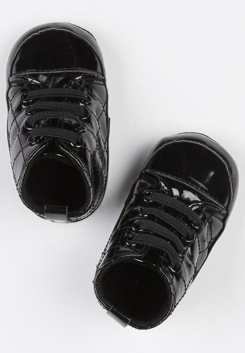 Pop Candy - Quilted PU Hi Top Sneaker Black