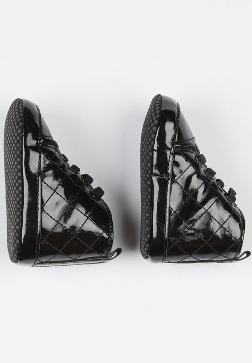 Pop Candy - Quilted PU Hi Top Sneaker Black