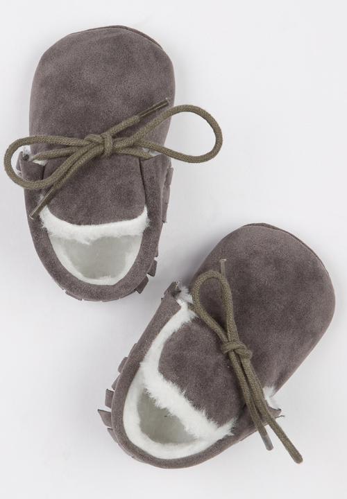 Pop Candy - Fur Lined Moccasins Grey