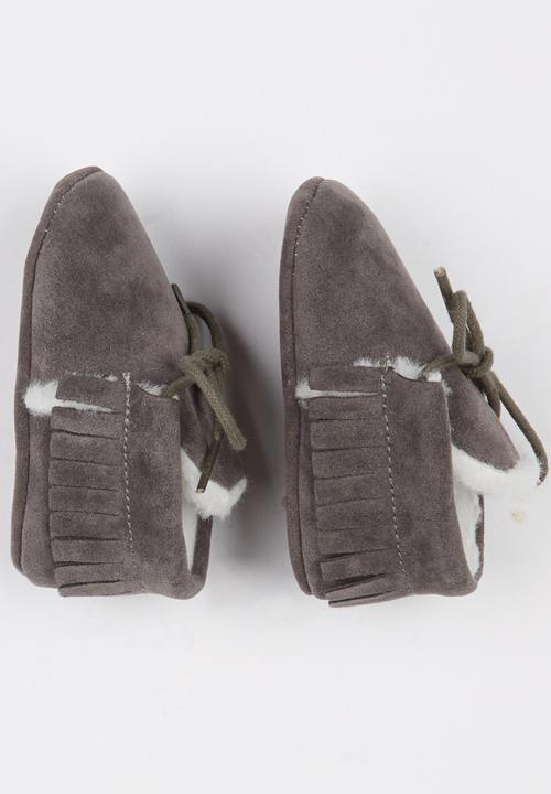 Pop Candy - Fur Lined Moccasins Grey