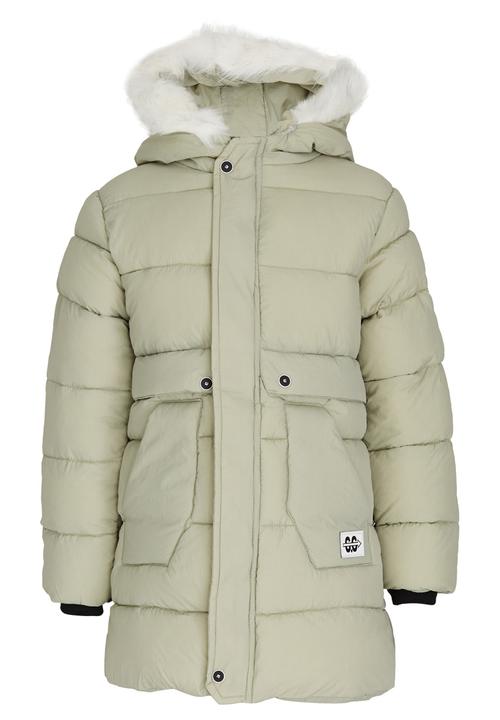 Pop Candy - Longer Length Puffer Jacket Light Green