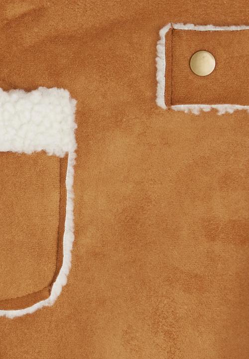 Pop Candy - Sherpa Lined Jacket Tan