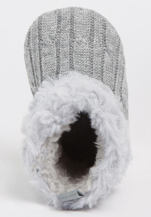 Pop Candy - Knitted Boots With Fur Grey