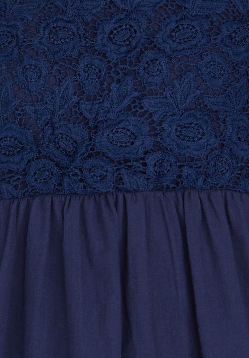 Pop Candy - Combo Lace Dress Navy