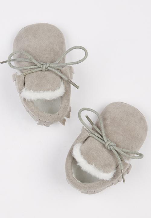 Pop Candy - Fur Lined Moccasins Grey