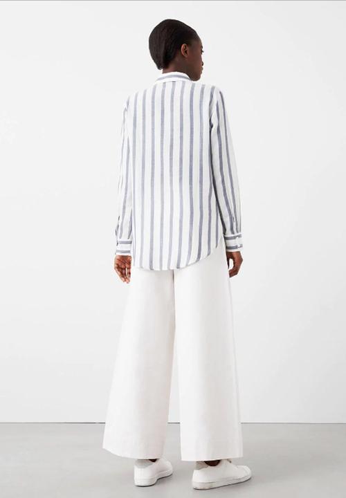 MANGO - Striped Shirt Blue and White