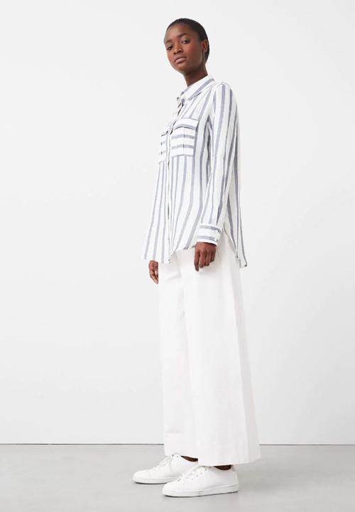 MANGO - Striped Shirt Blue and White