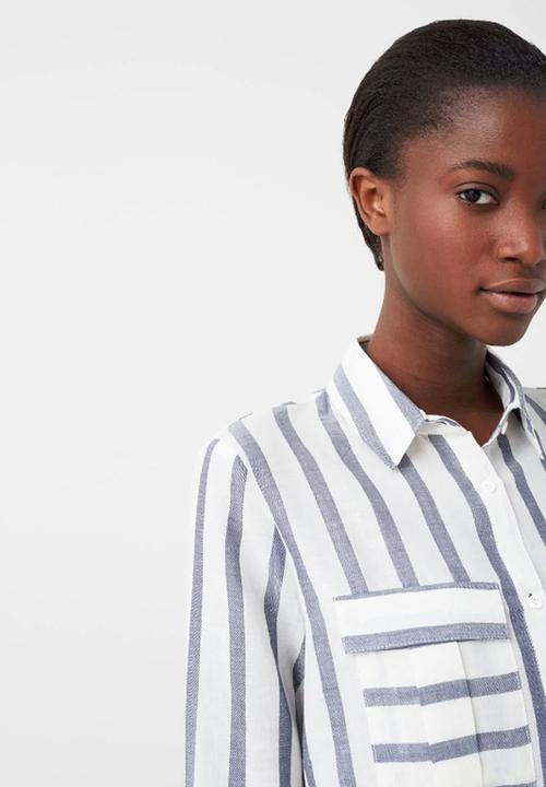 MANGO - Striped Shirt Blue and White