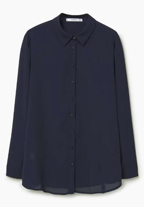 MANGO - Flowy Long Sleeve Shirt Navy