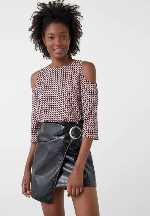 MANGO - Cut-out Shoulder Blouse Mid Pink