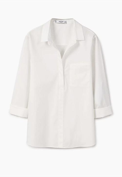 MANGO - Roll-up Sleeve Shirt White