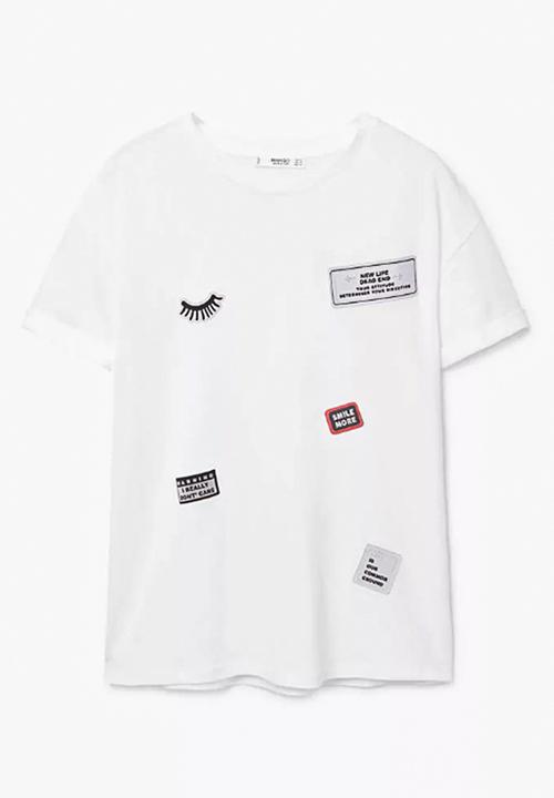 MANGO - Decorative Patches T-shirt White