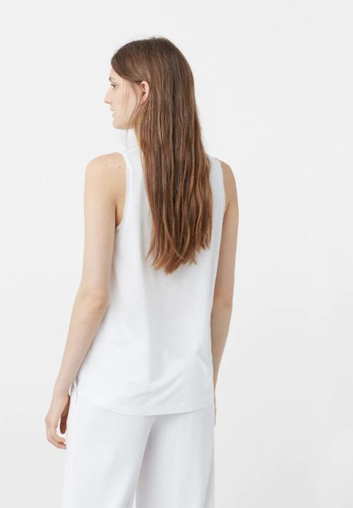 MANGO - Flowy Sleeveless Blouse White