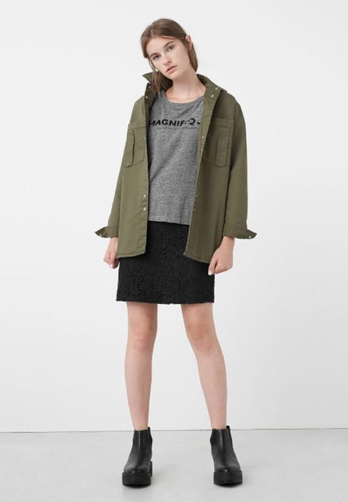 MANGO - Sequined Detail T-shirt Dark Grey