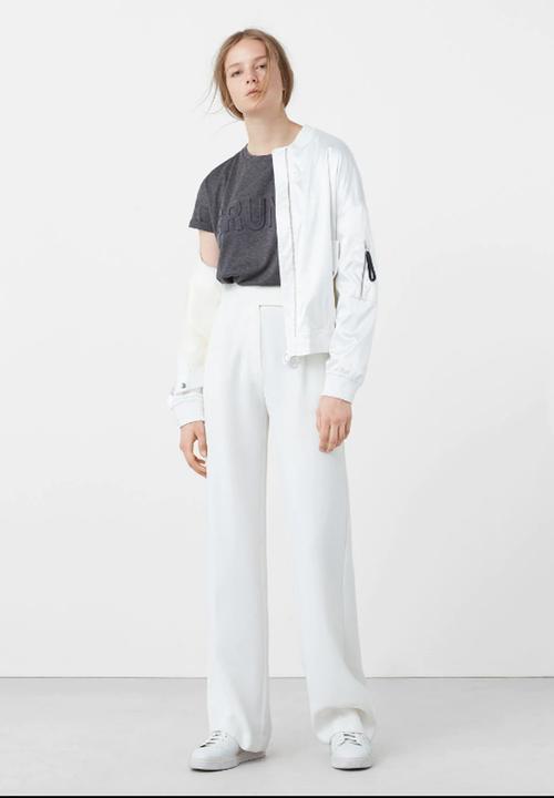 MANGO - Embossed Cotton T-shirt Dark Grey