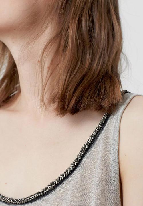 MANGO - Bead Detail Tank Grey