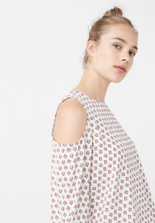 MANGO - Cut-out Shoulder Blouse Off White