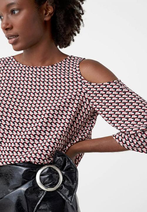 MANGO - Cut-out Shoulder Blouse Mid Pink