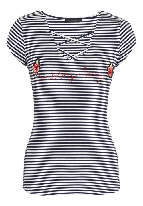 SISSY BOY - Striped Lace-up Tee Navy & White