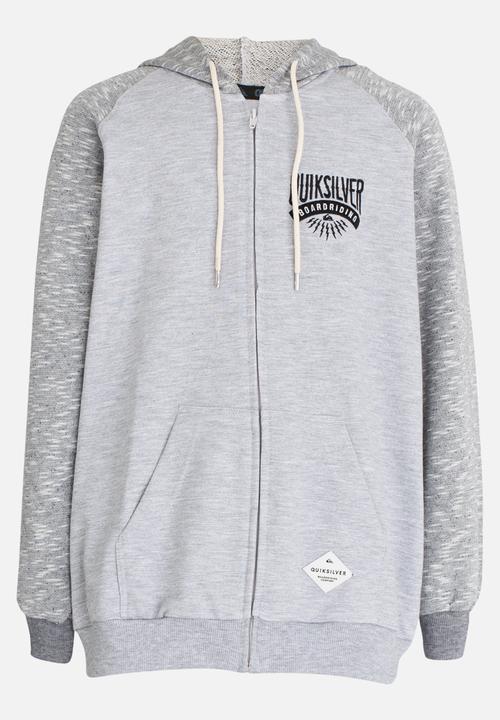 Quiksilver - Tow Crash Zip Thru Raglan Sleeve Hoodie Grey