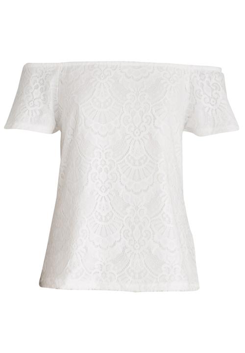 edit - Short Sleeve Off the Shoulder Lace Top White