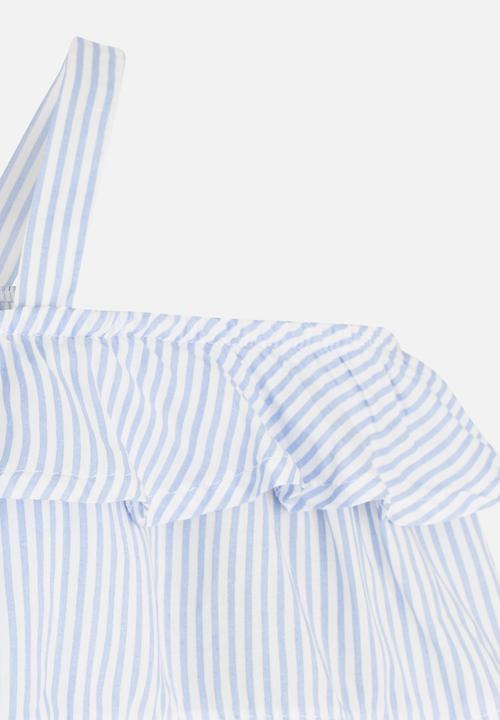 Rebel Republic - Ruffle Cold Shoulder Top Blue