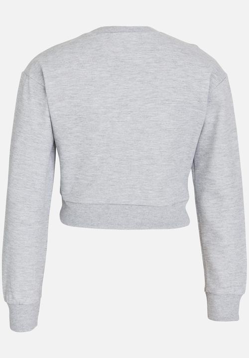 Rebel Republic - Printed Sweat Top Grey Melange