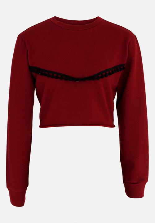 Rebel Republic - Frill Detail Sweater Burgundy