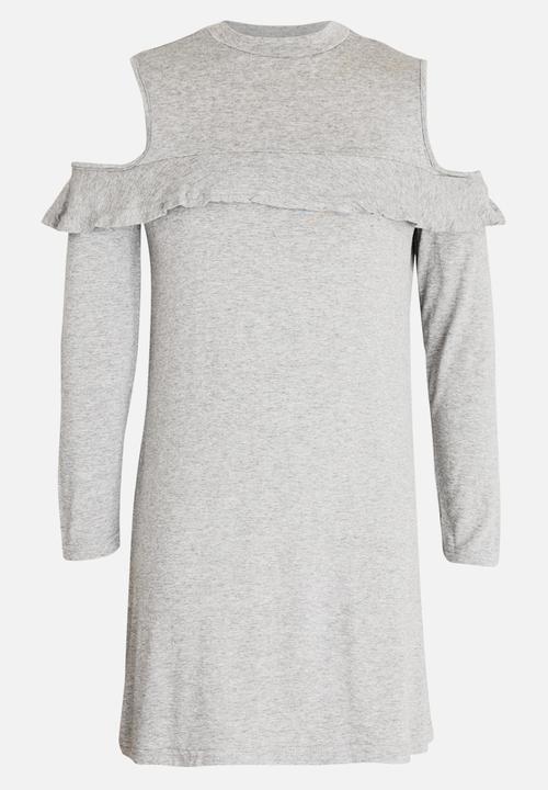Rebel Republic - Long sleeve cold shoulder dress - grey 