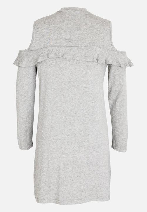 Rebel Republic - Long sleeve cold shoulder dress - grey 