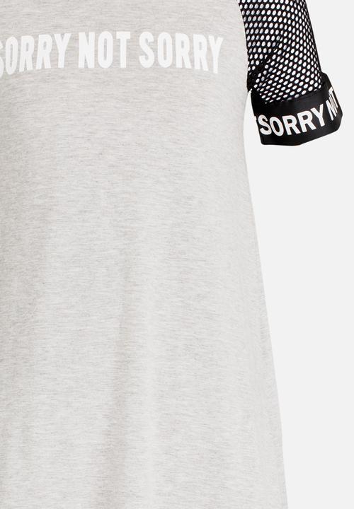Rebel Republic - Mesh Combo Dress with Print Grey