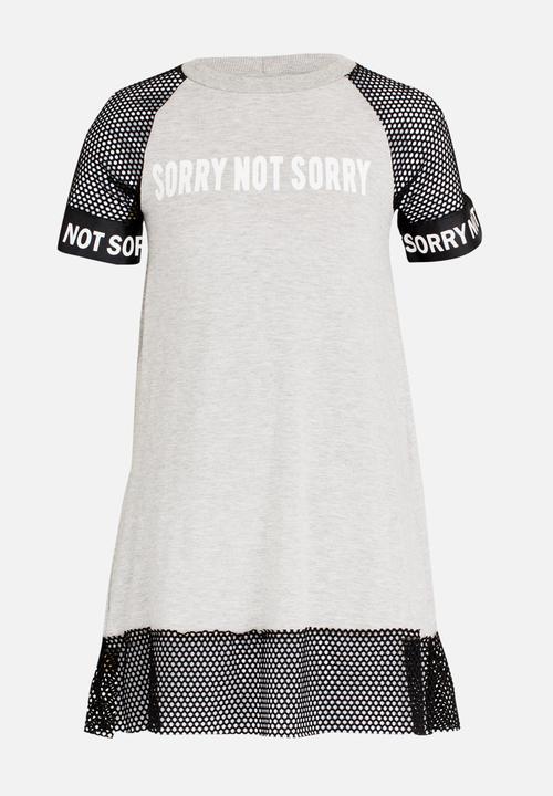 Rebel Republic - Mesh Combo Dress with Print Grey