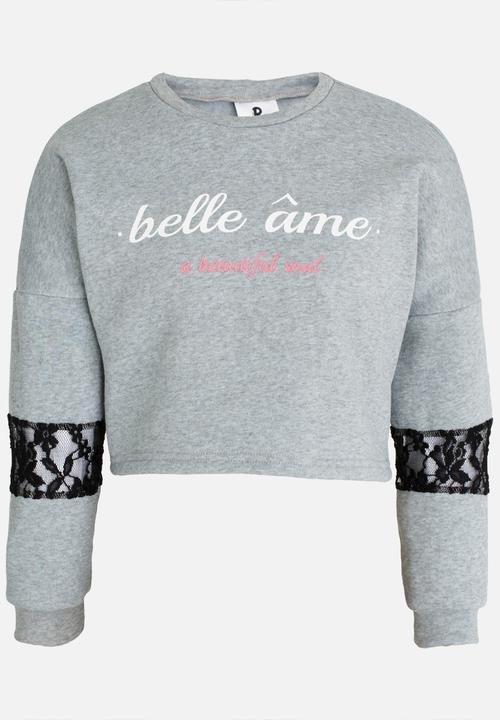 Rebel Republic - Sweater with Lace Insert Grey Melange