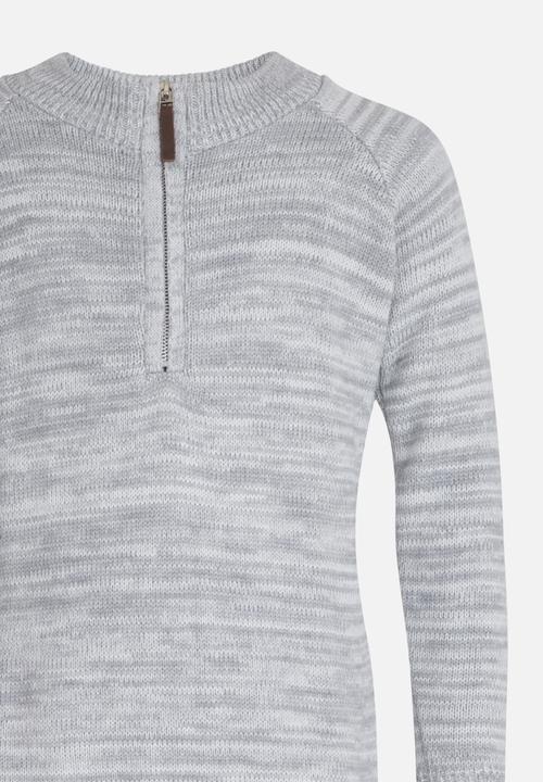 Rebel Republic - Zip Detail Pullover Grey Melange