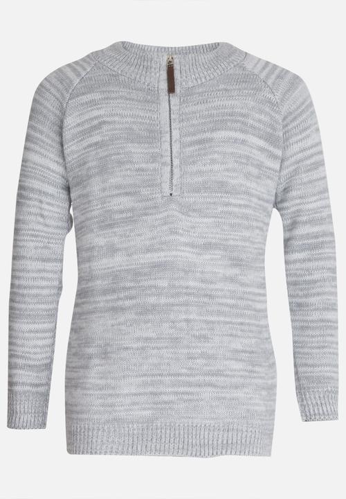 Rebel Republic - Zip Detail Pullover Grey Melange