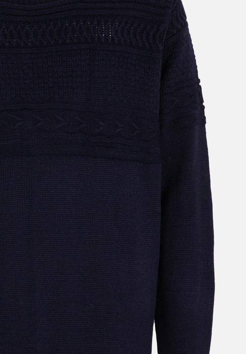 Rebel Republic - Cable Knit Jersey Navy