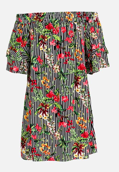 Rebel Republic - Bardot Style Dress Multi-colour