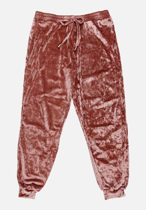 Rebel Republic - Velour Sweat Pants Pale Pink
