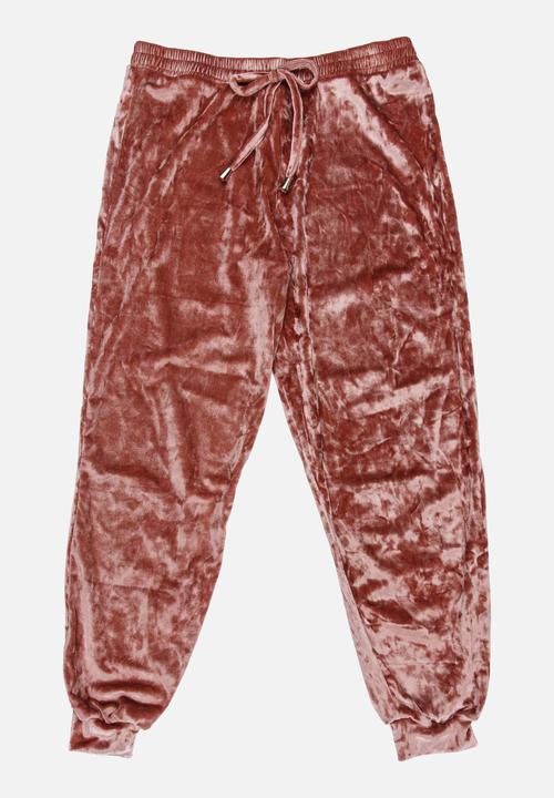 Rebel Republic - Velour Sweat Pants Pale Pink