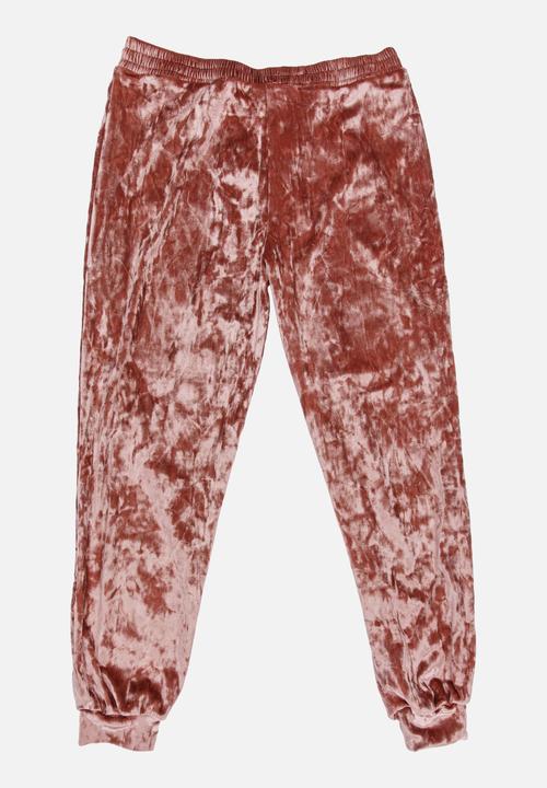 Rebel Republic - Velour Sweat Pants Pale Pink