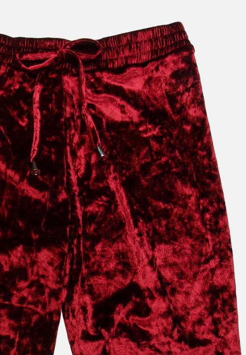 Rebel Republic - Velour Sweat Pants Burgundy