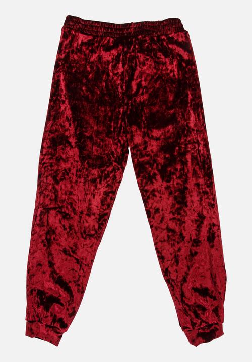 Rebel Republic - Velour Sweat Pants Burgundy