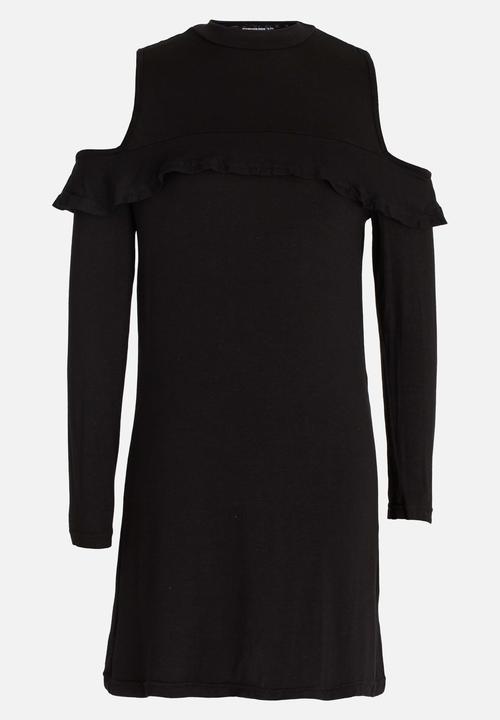 Rebel Republic - Long Sleeve Cold Shoulder Dress Black