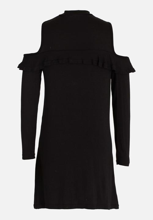 Rebel Republic - Long Sleeve Cold Shoulder Dress Black